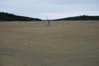 Metal mine waste tailings dam in Nova Scotia, Canada